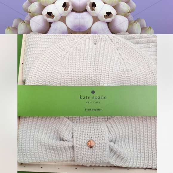 Kate Spade White Scarf and Hat Set New. In Box - Picture 3 of 4